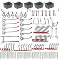 114 шт, металлические крючки для перфорированной панели, органайзер, набор, подвесные замки