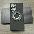 Чехол Real Carbon Samsung galaxy S25 ultra Ультратонкий чехол из углеродного волокна для смартфона, С магнитным держателем