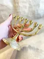 Подсвечник менора Семисвечник, латунь, без свечи, 7 рожков, глянцевый