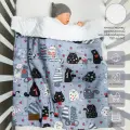 Плед AmaroBaby растем вместе 95х85 хлопок/minky/серый котики