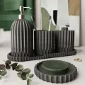 Набор аксессуаров San Marino : дозатор, мыльница, стакан, контейнер и поднос, темно-серый глянцевый