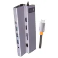 USB-C хаб Baseus Metal Gleam 11в1 3USB/2HDMI/USB-C/MicroSD/TF/RJ45/VGA/AUX (CAHUB-CT0G) серый RU