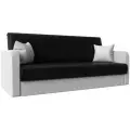 Диван-книжка Надежда, Экокожа, Черный/ Белый , Ящик для белья, 210х85х90 см
