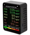 Монитор качества воздуха 6 в 1. Детектор СО2, угарного газа CO, пылевых частиц PM2.5 и PM10, HCHO формальдегида, TVOC летучих органических веществ.