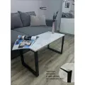 Журнальный столик на металлическом каркасе (средний, Мрамор белый)