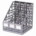 Лоток для бумаг вертикальный Brauberg Maxi Plus, 240мм, 3 отделения, сетчатый, сборный, серый, 2шт. (237014)