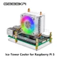 Кулер GeeekPi для Raspberry Pi 5, охлаждающий кулер для ЦП с ледяной башней, цвет RGB, светодиодный, охлаждающий вентилятор