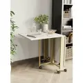 Стол-книжка для кухни и гостиной раскладной узкий компактный KM LOFT золотой/белый