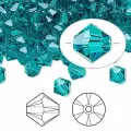 Бусина Swarovski, 6мм, Биконус (#5328), голубой циркон (цвет 229), 10 шт.