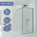 Душевая перегородка 100х195 см. Ulitka Walk In Prisma стекло матовое, профиль черный