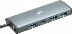 Разветвитель Digma USB-C HUB-3U3.0С-UC-G серый
