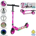 Складной двухколёсный самокат со светящимися колёсами и платформой Micar Flash 145 Розовый