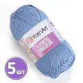Пряжа для вязания спицами, крючком YarnArt Flowers Unicolor классическая тонкая, хлопок/полиакрил, цвет 742 синий, 5 шт. по 50 г, 200 м