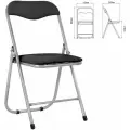 Стул складной Comfur для дома и офиса РС04, серебристый каркас, кожзам черный