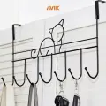 Надверная вешалка, навесная вешалка на дверь AVIK: 7 крючков, установка без сверления