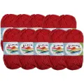 Пряжа Alpina GARRY 100% мерсеризованный хлопок №07 рубин (т. красный) - 10 мотков по 50 г