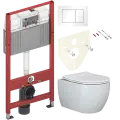 Комплект Унитаз подвесной Ceramicanova Play CN3001 с микролифтом, безободковый + Инсталляция TECE Base 9400413 4 в 1 с кнопкой смыва