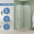 Душевое ограждение Ulitka Coral 97x97х195 см стекло прозрачное 8 мм