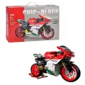 Конструктор Мотоцикл Панлос Panlos красный, на подставке, набор, 803 детали
