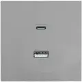 Розетка TC и USB встраиваемая Lezard Zima без заземления цвет серый матовый