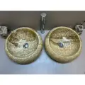 Парные круглые раковины из оникса (41х41х15см) ONI-029-2