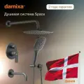 Душевая система с тропическим душем Damixa Space встраиваемая, с изливом, ручной душ, черный матовый