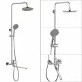 Душевая система со смесителем и тропическим душем OUTE, длинный поворотный гусак, хром