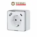 Накладная розетка со шторками и USB тип A+C Werkel Gallant W5071701, быстрая зарядка Quick charge 3.0, белый