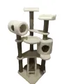 Игровой комплекс с домиком и лежанками из ковролина , когтеточка , дом для кошки , высота 160 см , цвет белый