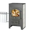 Печь-Камин везувий ПК-01 (205) с плитой и т/о бежевая.12 кВт (200 м3) дровяная для дома