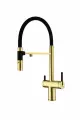 Смеситель для кухни Paulmark GRAVITY золото, черный шланг
