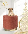 Круглый пуфик на золотом основании для прихожей, гостиной, спальни и туалетного столика