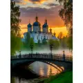 Алмазная мозаика на подрамнике 40x50 см. BoomBoomShop. Купола в вечернем тумане
