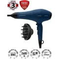 Фен для волос Polaris PHD 2600ACi Salon Hair с насадками концентратор и диффузор, Синий