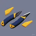 RB-1/L Нож для резьбы по дереву 160/50, углеродистая сталь, рукоять полимер с резин. вставкой, желт. для левши