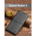 Чехол-книжка elitcase, для Xiaomi Redmi 9, искусственная кожа, черный