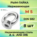 Рым гайка М5 нержавеющая А4 (8шт)