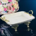 Блюдо сервировочное на ножках с ручками Lenardi, фарфор, 30,5 см