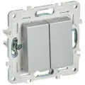 Механизм выключателя IEK SKANDY 2-клавишный проходной 10А серебряный SK-V05S SK-V22-0-10-K23