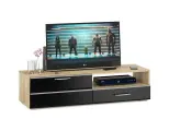 Тумба под телевизор СВК Ларго 140х35х46 см, дуб сонома/ черный глянец