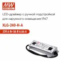 LED-драйвер MEAN WELL XLG-240-H-A 240 Вт, 56 В, 7 А, с ручной подстройкой, импульсный, потенциометр, корпус IP65