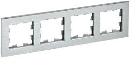 Рамка IEK BRITE РУ-4-1-БрА, металл, алюминий, 4 места, IP20, с подсветкой