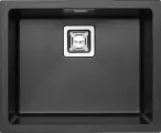 Мойка кухонная Alveus Quadrix Granital 50 прямоугольная, 56x46, мойка для кухни, встраиваемая снизу, матовая, черная