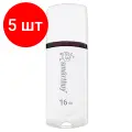 Комплект 5 шт, Флеш-диск 16 GB, SMARTBUY Paean, USB 2.0, белый, SB16GBPN-W