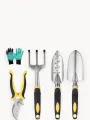 Набор садовых инструментов ; совок широкий, совок узкий, рыхлитель, секатор, перчатки