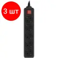 Комплект 3 штук, Сетевой фильтр PC Pet AP01006-E-B 1.8м (5 розеток) черный (пакет)