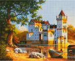 Алмазная мозаика на подрамнике Белоснежка Аниф / Алмазная мозаика 40x50 см / Замок / Озеро / Природа