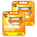 Годовой запас сменных кассет для бритья Gillette Fusion5, 6+6 (12 шт)