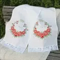 Рушник венчальный, свадебный под ноги из льна с вышивкой Розы на свадьбу и венчание