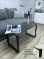 Журнальный столик на металлическом каркасе (средний, Мрамор черный)